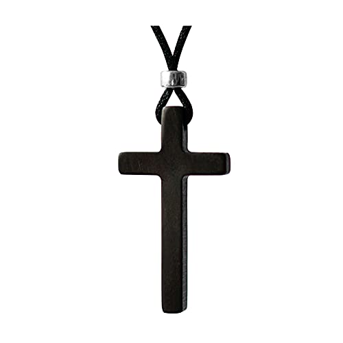 Xianli Wang Natural Sandalwood Cross Pendant Necklace for Men Women Gift Wooden Wood Casual Sweater Chain Car Rearview Mirror Pendant Black