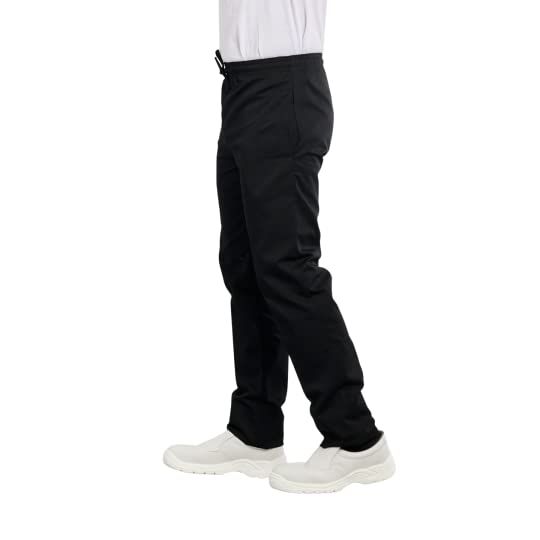 Hurry Jump Pantalon de Cuisine Homme Femme Pantalon de Chef Taille élastiquée Deux Poches Hauteur réglable idéal apprentis Uniforme Tenue Cuisine Cordon serragee Noir/Gris Clair/Gris foncé