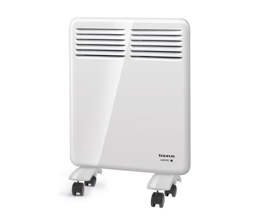 Taurus - Convector de Pared/Ruedas. 500W. Apto para baño. Temperatura hasta 35ºC. Temporizador hasta 24h. Programación Diaria y semanal. Modo Eco. Protección sobrecalentamiento. Blanco
