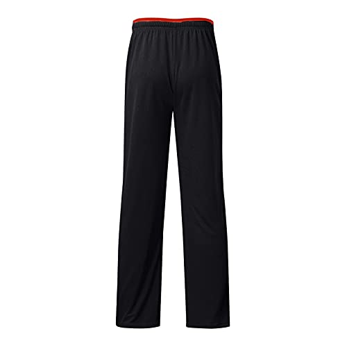XVSSAA Men's Yoga Sweatpants Open Bottom Joggers Straight Leg Running Casual Loose Fit Athletic Pants with Pockets Black