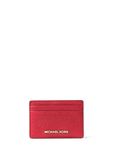 Michael Kors Porta-cartões Jet Set, ferragens douradas/couro seixo/carmesim