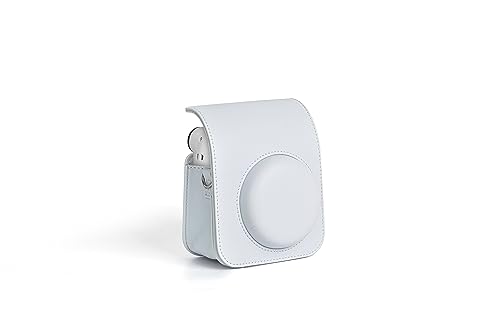 Image of Breatoi PU Leather Camera Case for Mini 12 - Rainproof, Soft, and Stylish in Clay White with Adjustable Shoulder Strap