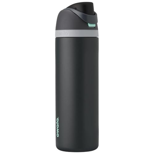 Owala FreeSip botella agua acero inoxidable con pajita, 710 ml - Botella térmica a prueba de fugas para el deporte y los viajes, sin BPA, Foggy Tide