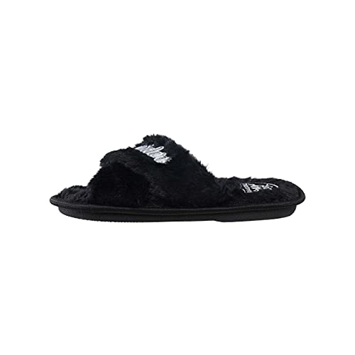 Image of FOCO Womens NFL Team Script Wordmark Fuzzy Cross Slide Slippers