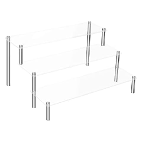 LoengMax Acryl-Präsentationsständer, transparent, 3-stöckig, Cupcake-Display, Erhöhung der Stufen, für Dekoration und Organizer (3 Ebenen) Cover