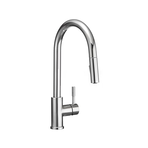 Image of Dura Faucet RV Streamline Single Handle Pull-Down Kitchen Sink Faucet - Optional Deck Plate (Chrome)
