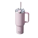 Ozbobo 40 oz Tumbler With Straw And Lid,Tumbler with Handle, Two in One BPA-Free Lid Ice Coffee Cup,100% Leak Proof Stainless steel insulated water bottle (Pink)