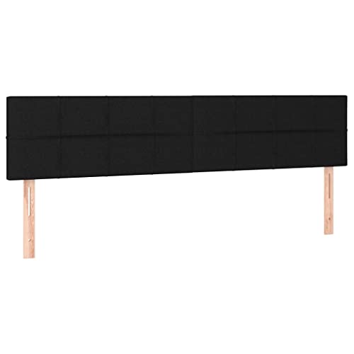 vidaXL 2X Têtes de Lit Meubles de Chambre à Coucher Accessoires de Lit Simple Têtes de Cadre de Lit Intérieur Noir 80x5x78/88 cm Tissu
