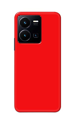 Image of Printed Hard Back Cover Case for Vivo Y35 4G Back Cover (Plain Red) -1803