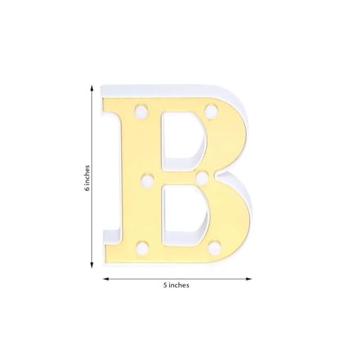 Image of Efavormart 6 inch Gold Marquee Letter B, Mirror Front Warm White LED Light Up 3D Sign, Battery Operated 72H Glow for Wedding Party & Wall Decor