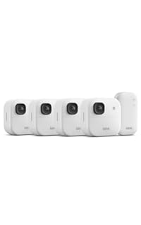Videocamera esterna 2K+ Blink (ultimo modello) —videocamera di sicurezza smart senza fili, risoluzione video 2K, audio ottimizzato, durata delle pile fino a due anni. Sistema da 4 videocamere, bianco