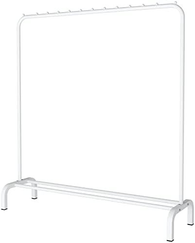 ACCSTORE Clothes Rail Metal Rack Garment Rack Freestanding Hanger Bedroom Clothing Rack With Lower Storage Shelf for Boxes Shoes,White