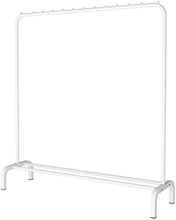 ACCSTORE Clothes Rail Metal Rack Garment Rack Freestanding Hanger Bedroom Clothing Rack With Lower Storage Shelf for Boxes Shoes,White