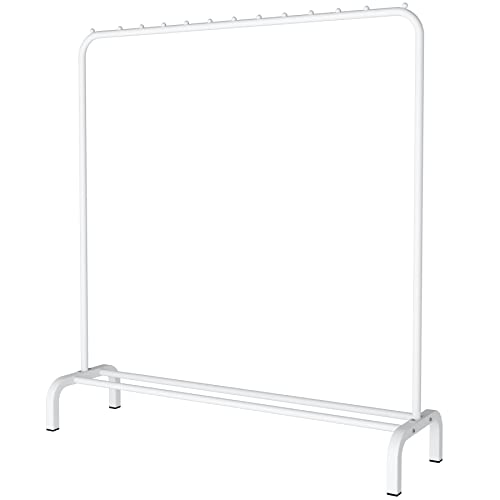 ACCSTORE Porte-Vêtements en Métal Suspension Autoportante Avec étagère de Rangement, Blanc Cover