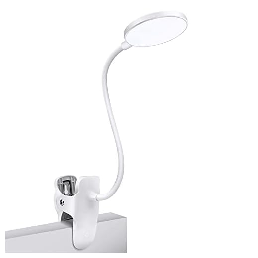 Reading Lamp, 25 Settings(5 Color x 5 Brightness) Bed Lamps for Reading Headboard, Eye Protect LED Clip On Reading Light with Flexible Neck, USB Rechargeable Book Light, Touch Control Clip Desk Lamp