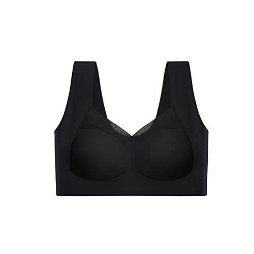 MasterUnion Fashion Deep Cup Bra Summer Sexy Push Up Wireless Bras-Fashion Deep Cup Bra Bra avec Shapewear Incorporated-Full Back Coverage Push Up Sports Bra-XL,Black Cover
