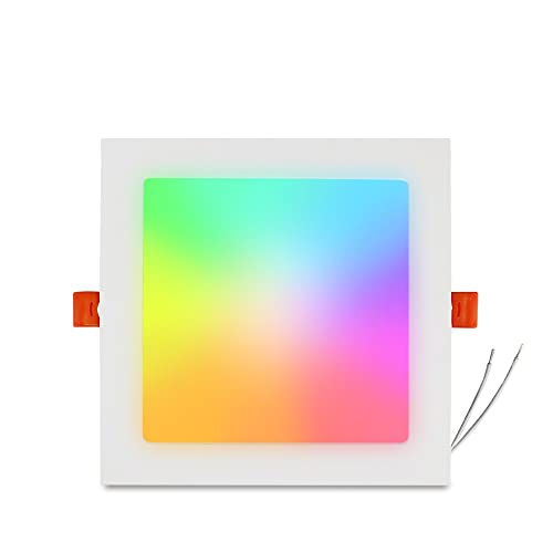zemismart Tuya WiFi Panel de luces LED cuadradas CCT+RGB empotrable inteligente regulable lámpara de techo Echo Siri temporizador de control de voz,retrofit empotrable (15W 6pulgadas 15cm,1unidad)