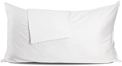 CRAFTSWORTH 100% Cotton Premium Pillow Protector Encasement - 20 x 26 inches (Pack of 2, Standard, White) - Zippered Pillow Case Cover Dust Proof Hypoallergenic