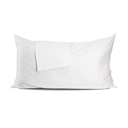 Craftsworth 100% Cotton Premium Pillow Protector Encasement - 20 X 26 Inches (Pack Of 2, Standard, White) - Zippered Pillow Case Cover Dust Proof Hypoallergenic #TOP2