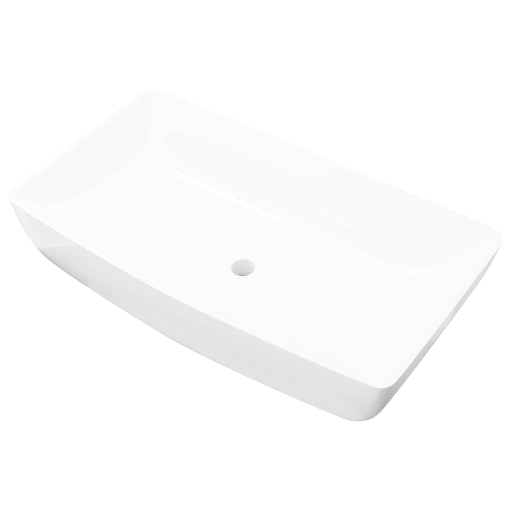 vidaXL Lavabo de Baño Lujoso Rectangular de Cerámica Blanco Lavamanos de Aseo