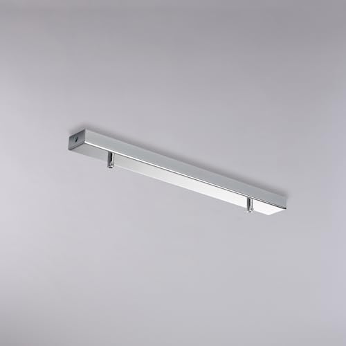 Rosetón rectangular multicavo hierro cromo 2 agujeros riel para lámparas colgantes 3