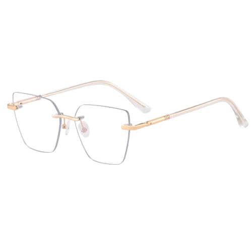 Gafas de ojo de gato sin marco ópticas retro cat-eye para mujer con puente cómodo