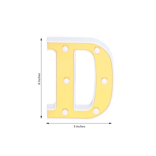 Image of Efavormart 6 inch Gold Marquee Letter D, Mirror Front Warm White LED Light Up 3D Sign, Battery Operated 72H Glow for Wedding Party & Wall Decor
