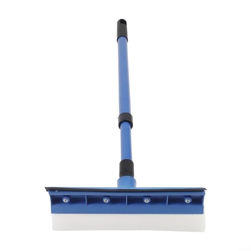 Sawhamale Lavavetri telescopico 2 in 1 con spazzola in spugna, spazzola estensibile per la pulizia della casa, manico lungo da 50 cm a 75 cm, blu o verde