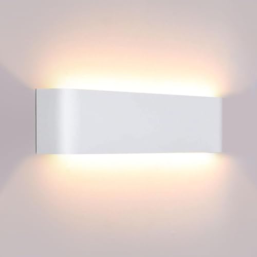 Lightess Applique Led da Parete Interno, 12W Lampada da Parete Interno Moderno Lampada a Muro Luce per Camera da Letto Scale Corridoio, 3000K Bianco Caldo