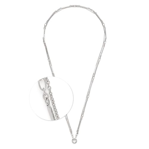 Longue chaîne à maillons acier argenté collier double rangée femme Grace 80cm