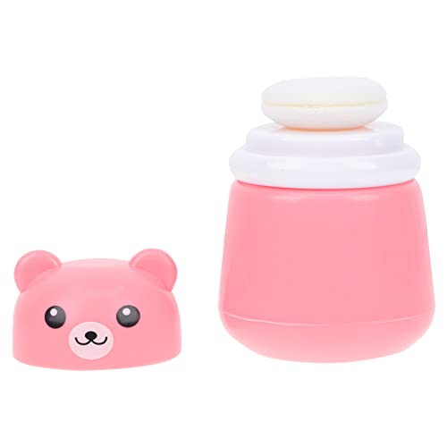 OSALADI Baby Powder Bottle: Cartoon Bear Powder Puff Box, Infant Loose Powder Box with Puff, Talcum Powder Container, Portable Powder Dispenser for Kids (Pink)