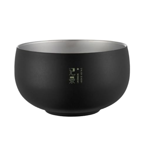 茶碗 めし碗 ライスボウル 食器 お茶碗 ステンレス 二重層 スープボウル ダブルウォール 耐熱 マル型椀 軽量 カップ 皿 おしゃれ どんぶり スープボウル ソロキャンプ バーベキュー アウトドア キャンプ用品 (ブラック,13cm)