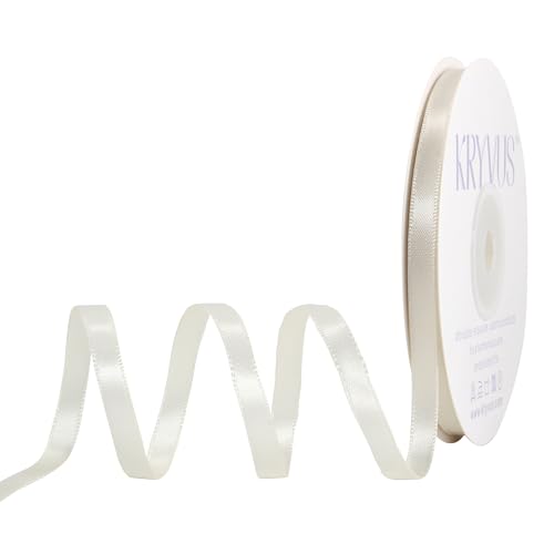 Kryvus Antique White Satin Ribbon, Double Faced 1/4 Inch X 25 Yards Antique White Ribbon, Premium Satin Ribbon for Gift Wrapping, Crafts, Hair Bow Making, Sewing, Flower Bouquet, Wedding Party Decor