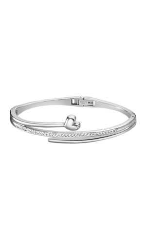 Bracelet Lotus Style Femme Acier Inoxydable Cœur : Finition Polie