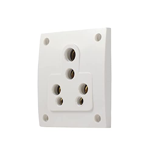 Image of Star 6 /16A 6 Pin Non Modular Electrical Multi Socket, White Colour,Polycarbonate Body, Porcelain Back,Heavy Duty,Suitable for Home & Office Use with Mounting Screws (10)