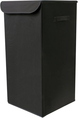 Box and beyond - Panier à Linge - 30 x 30 x 60 cm - Tissu Noir - Couvercle - Poignées - Rangement, Linge, Vêtements - Salle de bain, Chambre, Buanderie - Style Simple...