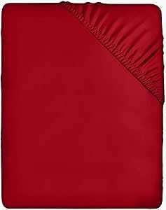 Utopia Bedding Fitted Sheet Double, Red, Deep Pocket 14 inch (35 cm), Easy Care, Soft Brushed Microfibre Fabric