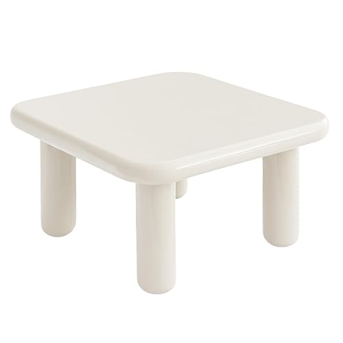 Oviala Table Basse carrée 75 cm Style rétro Effet laqué Ivoire