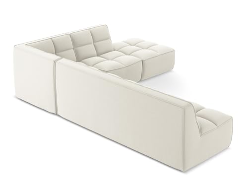 Kalai 5-Sitzer Ecksofa L-Form in Beige - Beidseitig montierbares modulares Sofa mit Ottomane aus Samt, Japandi & Skandi Stil, Oeko-Tex Zertifiziert 308x258x75 cm, bis 450 kg belastbar – Bild 6