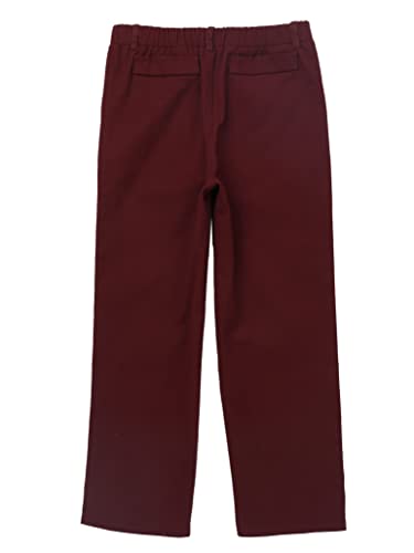 Boys Trousers Flat Front School Uniforms Elastic Waist Gentleman Formal Dress Pants for Wedding Birthday Party Burgundy 14 Years2