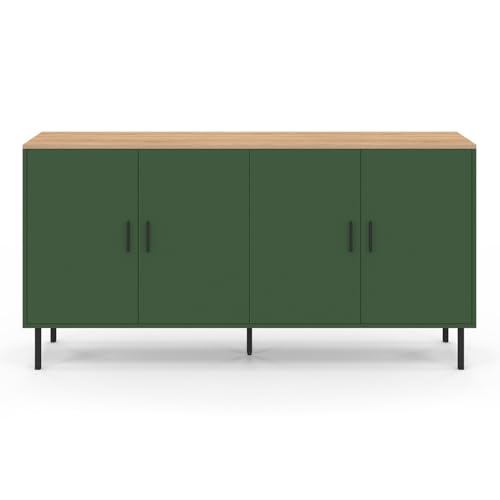 Buffet 160 cm KELIA 4 portes et plateau bois - vue 4