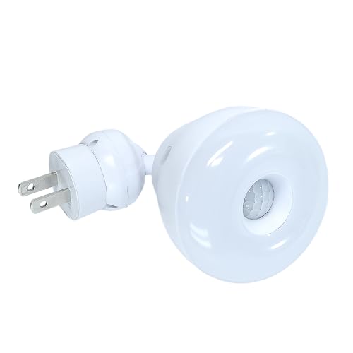Image of Plug in Wall AC Outlet Dusk to Dawn Motion Activated Directional Plug in Wall LED Bright Night Light Indoor 5W 6500K Flexible Adjustable Neck for Basement Garage Ceiling Hallway Bathroom
