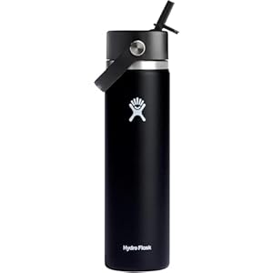 Hydro Flask Water Bottle – Insulated Stainless Steel – Wide Straw Lid, Non Spill, Leakproof in 24 Oz Black