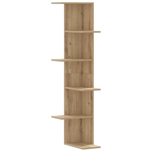 Étagère d'angle murale en chêne Artisan, meuble moderne suspendu - 2