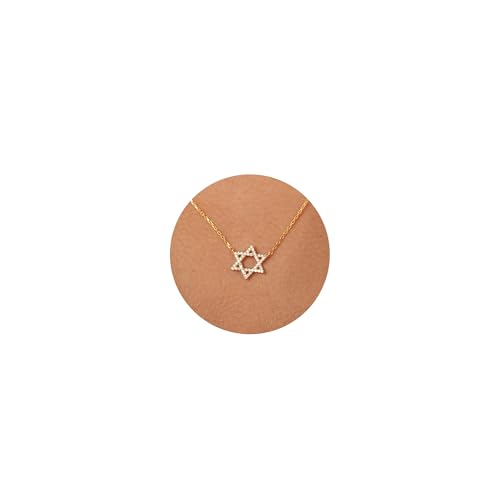 Txdvbls Star of David Necklace for Women – 14K Gold Plated Jewish Pendant with Cubic Zirconia, Meaningful Jewish Jewelry for Faith and Protection