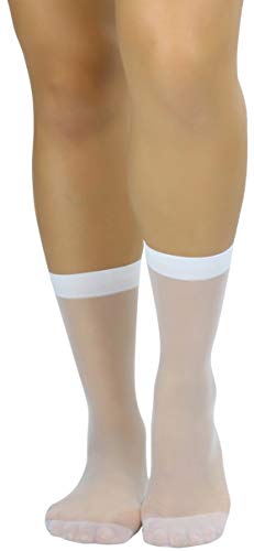 Image of ToBeInStyle Women's Pack of 6 Trendy Sheer Nylon Crew Sock Stockings