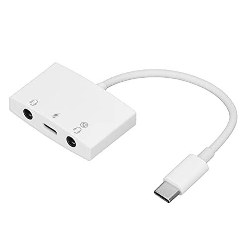 NBVGHPSRW Rozdzielacz słuchawek USB C 3 w 1, podwójny adapter audio AUX 3,5 mm z portem szybkiego ładowania typu C, Plug and Play, adapter zestawu słuchawkowego USB C do 3,5 mm do Pixel