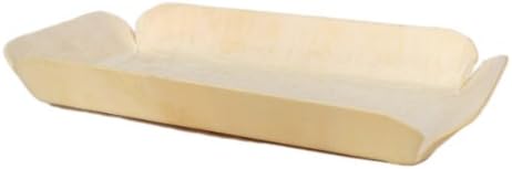 PacknWood Molded Wooden Tray with Paper Liner, 9" Long x 5.1" Wide x 1.3" High Exterior (Case of 300)