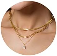 GMSOL 14K Gold Plated Snake Chain Necklace Herringbone Necklace Gold CZ Pendant Choker Necklaces for Women Girl Gifts Jewelry 1.5/3/4MM(W) 14"/16"(L)