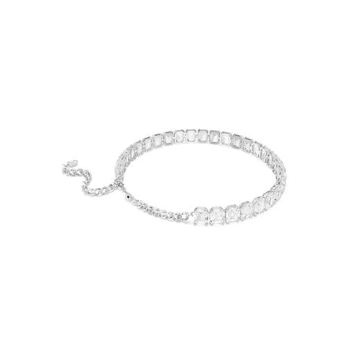 Swarovski Millenia Choker, Weiße, Rhodinierte Halskette mit Strahlenden Kristallen im Oktagon-Schliff